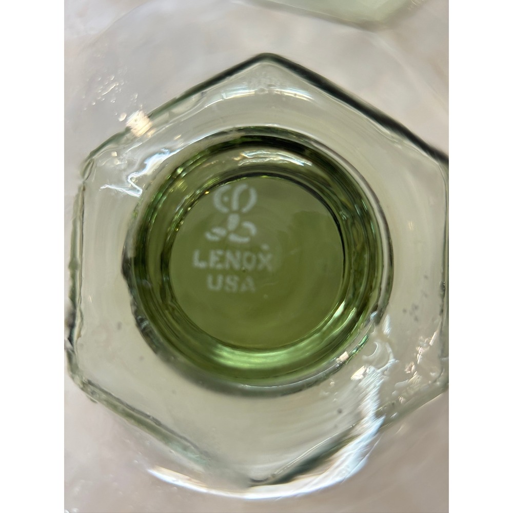 Vintage LENOX USA Green Stem Wine Glasses Set of 6 Two Styles Hand Blown Goblets - Picture 6 of 12
